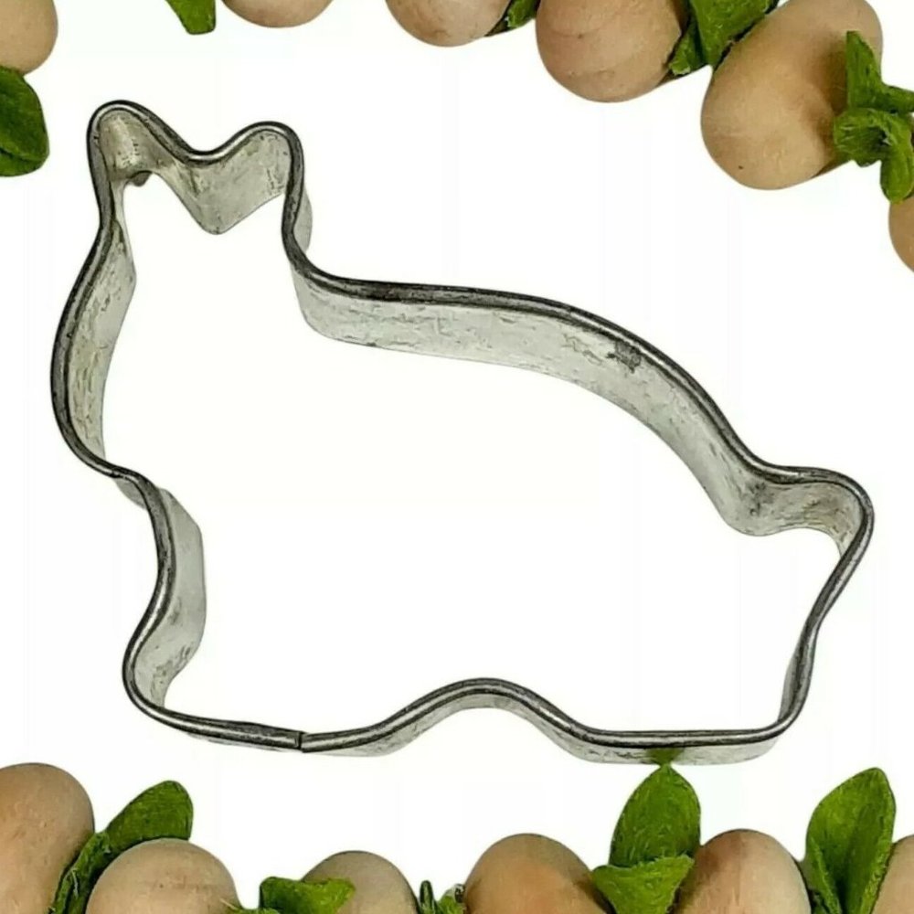 Bunny Rabbit Antique Cookie Cutter Easter Spring Cottage Soldered Metal Bakeware